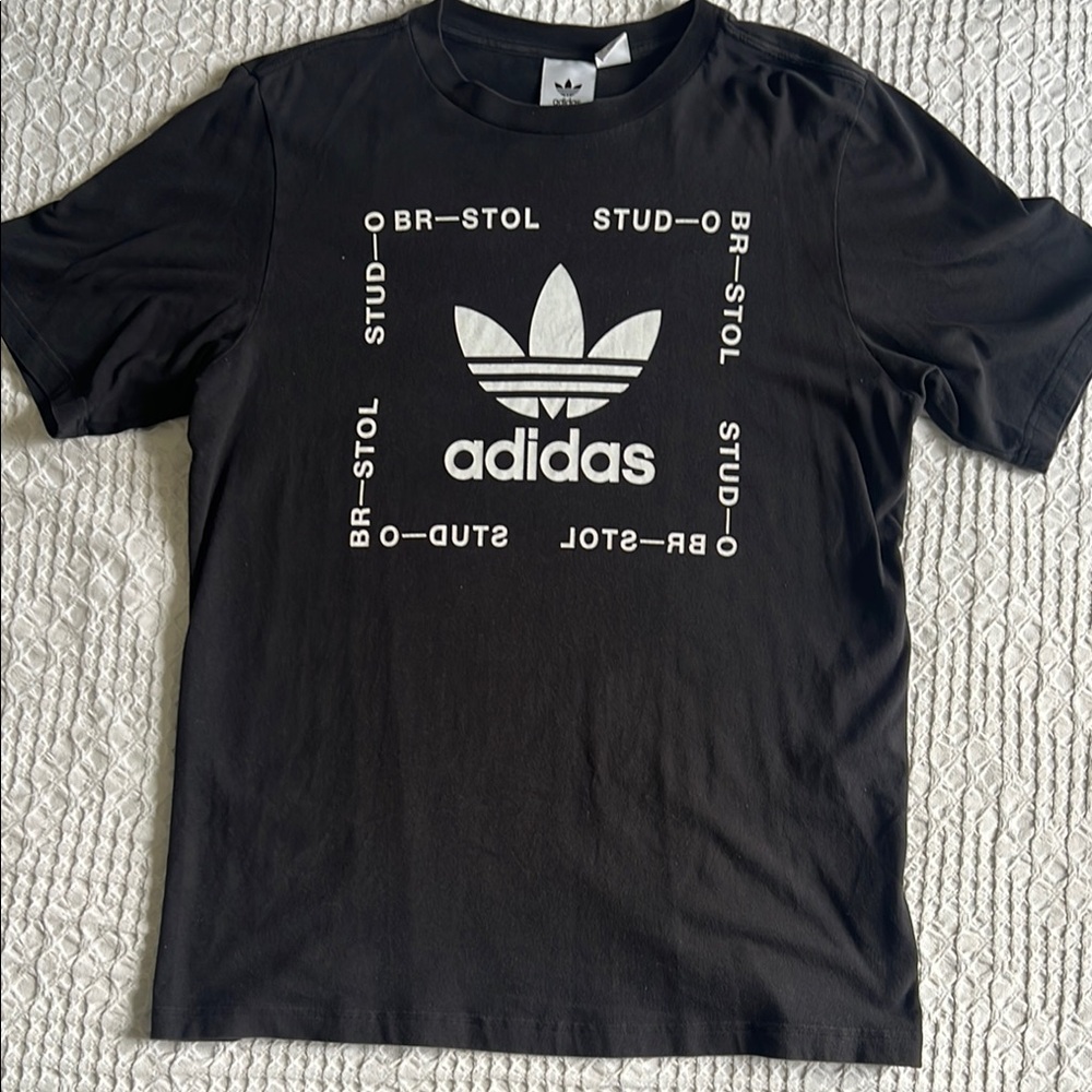 Adidas Black and White Short Sleeve Tee with Iconic Logo